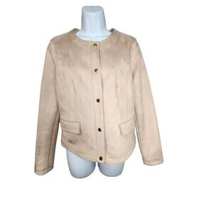 Marc New York Faux Suede Blush Pink Snap Front Jacket Women's Size PM Petite